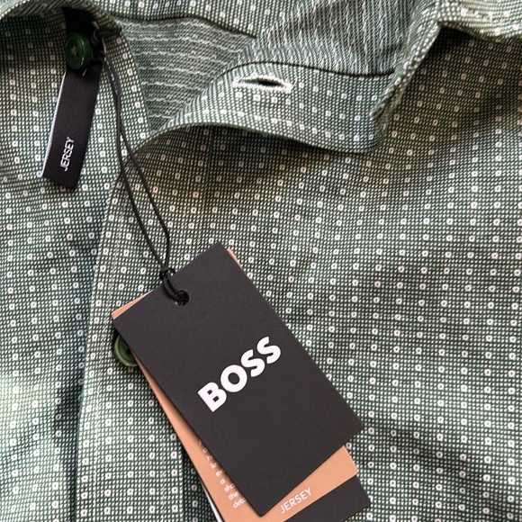 BOSS | Open Green Printed Slim Fit Shirt - Picture 10 of 12